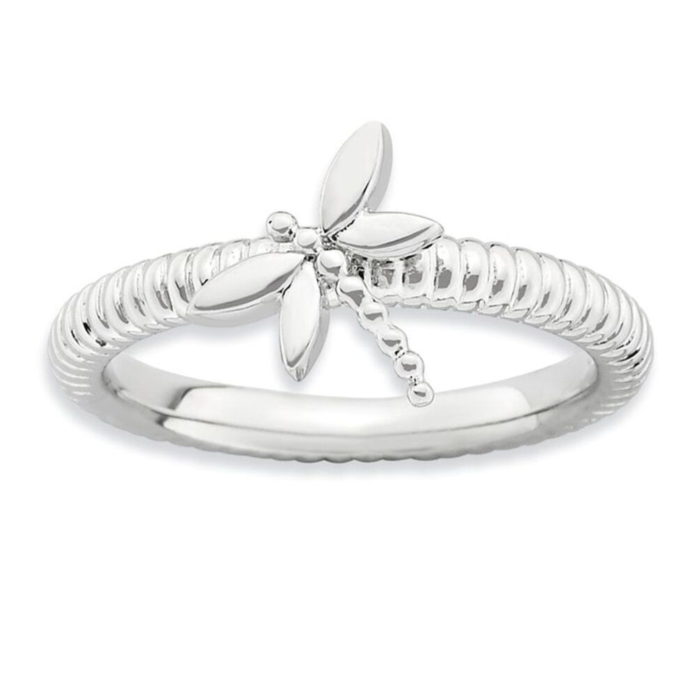 Sterling Silver Stackable Dragonfly Ring Size 8